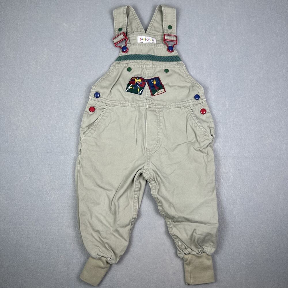 Vintage Gymboree Rainbow Tag Football Golf Khaki Overalls Size Small